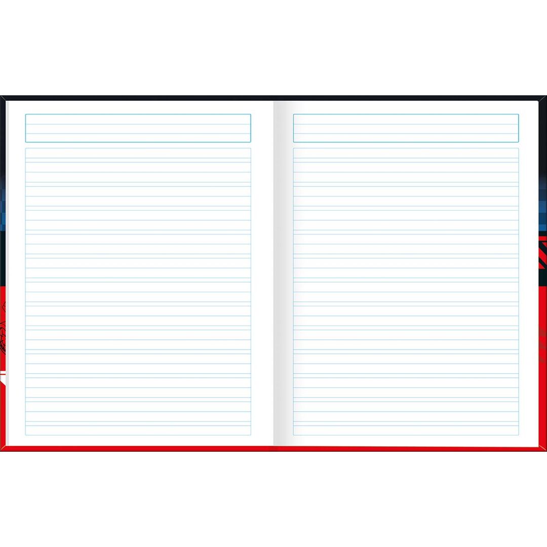 Caderno em branco com páginas pautadas