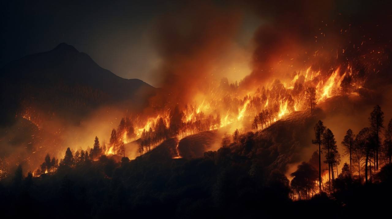 Imagem de uma área de floresta sendo queimada