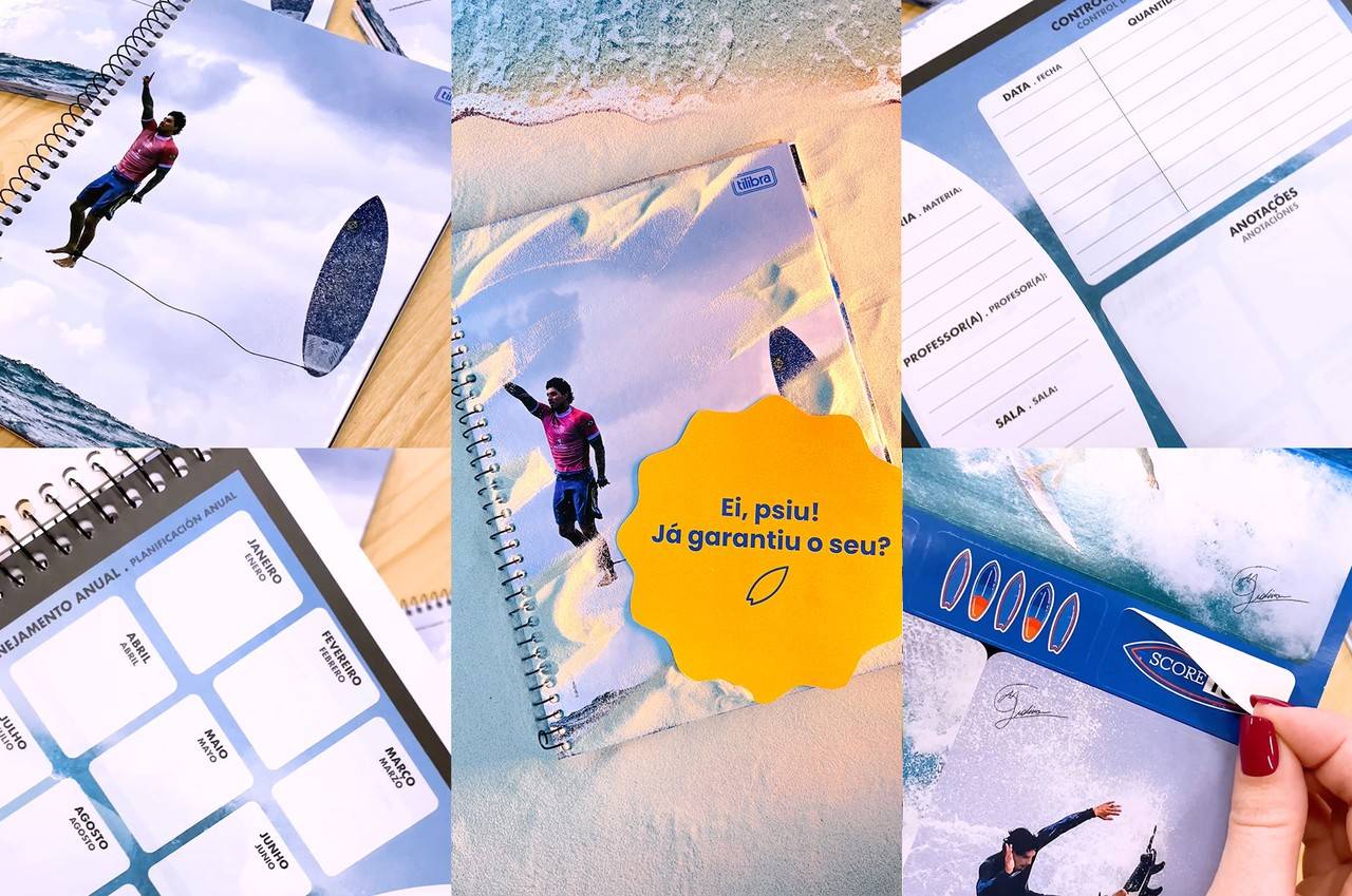 layout do caderno do surfista Gabriel Medina