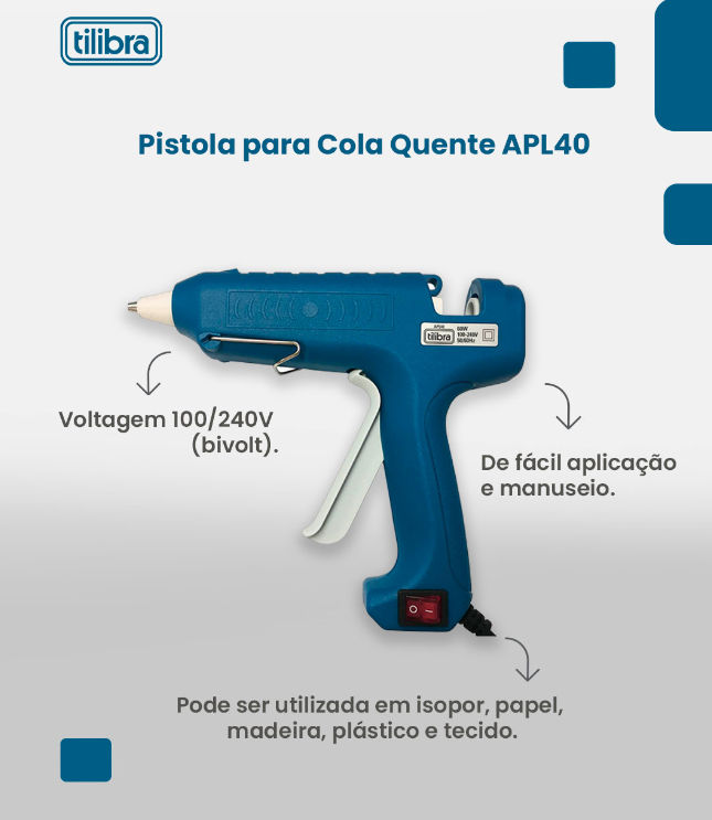 Pistola de cola quente com instruções de uso