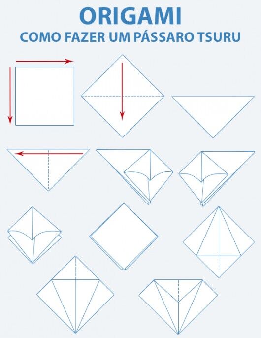 Passo a passo para fazer um pássaro Tsuru em origami