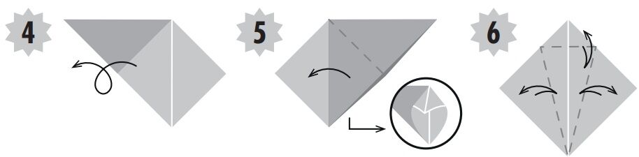 Instruções de origami para dobrar papel em triângulo