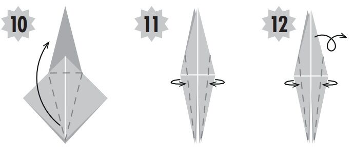 Instruções passo a passo para origami em 3 etapas